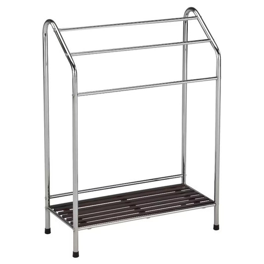 Kings Brand Furniture - Chrome Freestanding Bathroom Towel Rack Stand with Shelf for Bath Towels