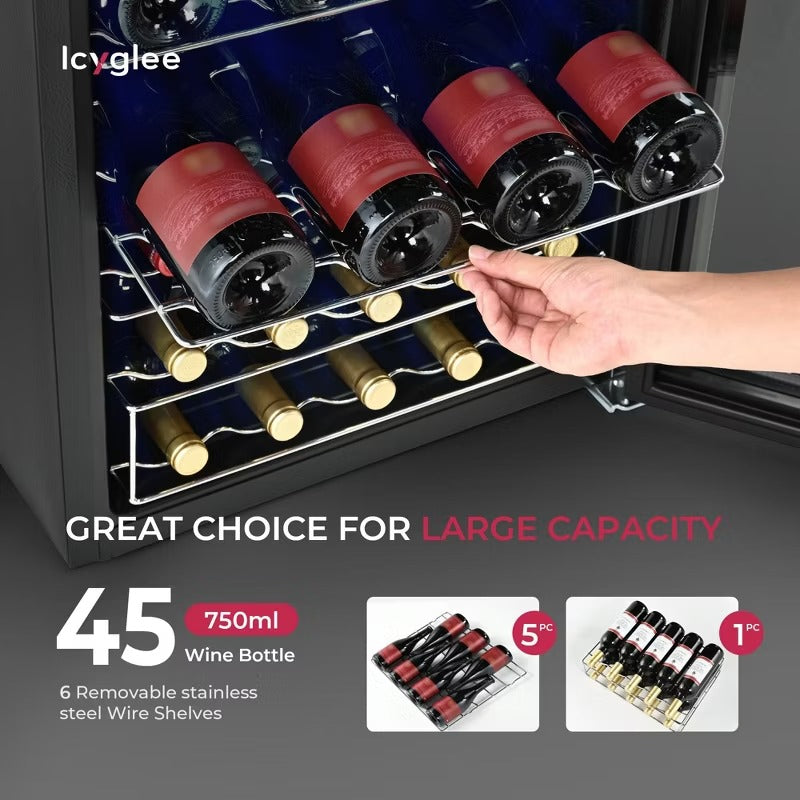 Simzlife 45 Bottle Wine Cooler Refrigerator, Small Built-in Wine Fridge