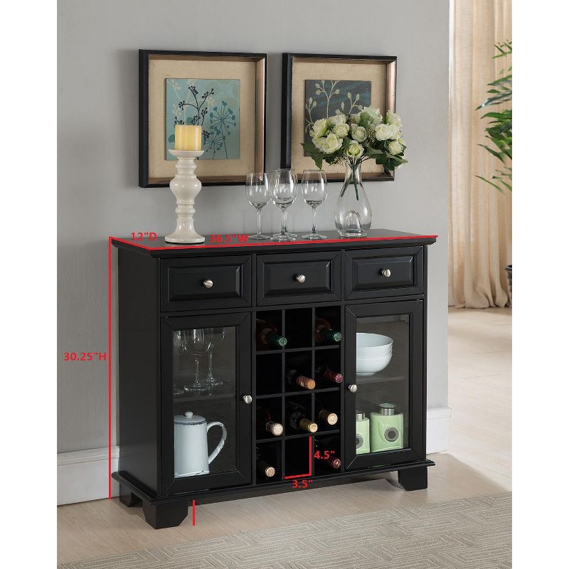 Kings Brand Furniture Buffet Server Sideboard Cabinet with Wine Storage, Black