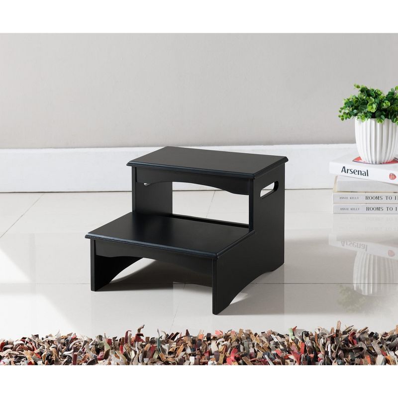 Kings Brand Furniture Courtney Wood Bedroom Step Stool, Black