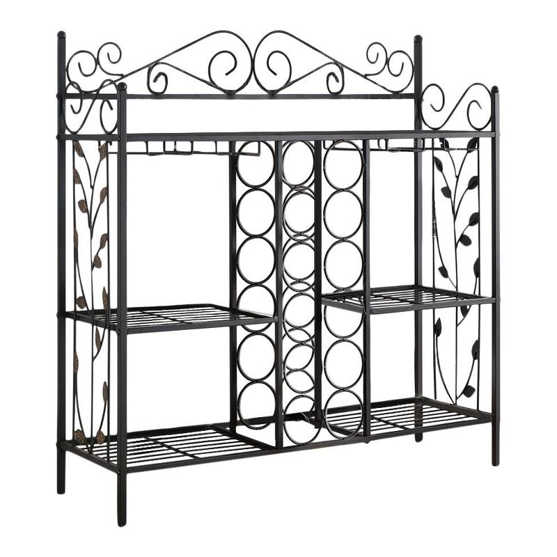 Kings Brand Furniture Metal Console Table Wine Rack, Liquor Bar Cabinet with Glass Holder