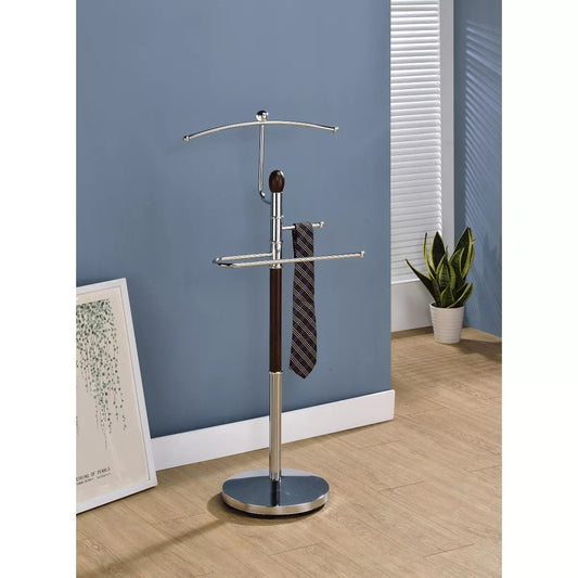 Kings Brand Furniture - Walnut Finish Wood & Metal Suit Valet Rack Stand Organizer