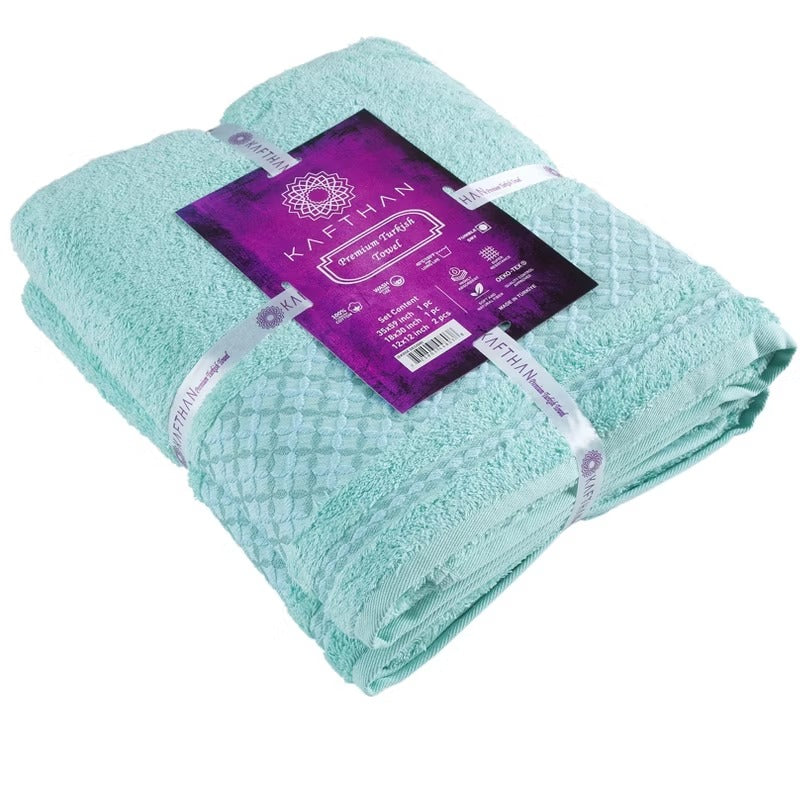 Kafthan Textile Plaid Cotton Bath Towels (Set of 4)