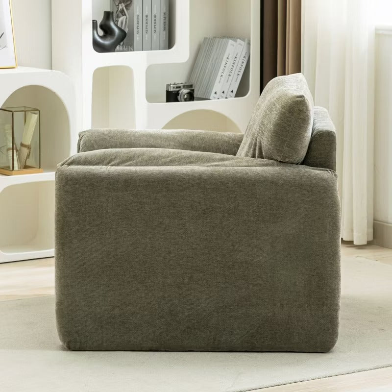 Modern Oversized Accent Chair, Chenille Upholstered Armchair Single Sofa Lounge Chair for Living Room