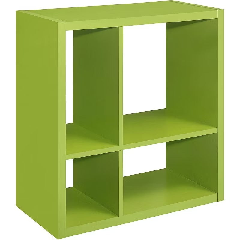 Kings Brand Furniture - Katelyn 4-Cube Open Bookcase, Kids Toy Storage Shelf Organizer (Green)