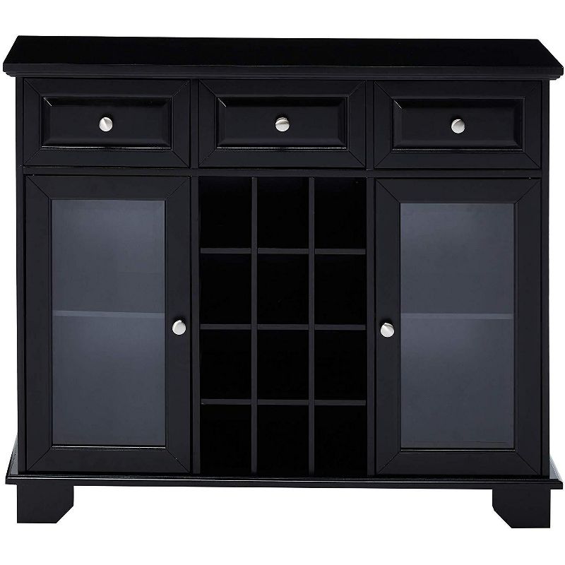 Kings Brand Furniture Buffet Server Sideboard Cabinet with Wine Storage, Black