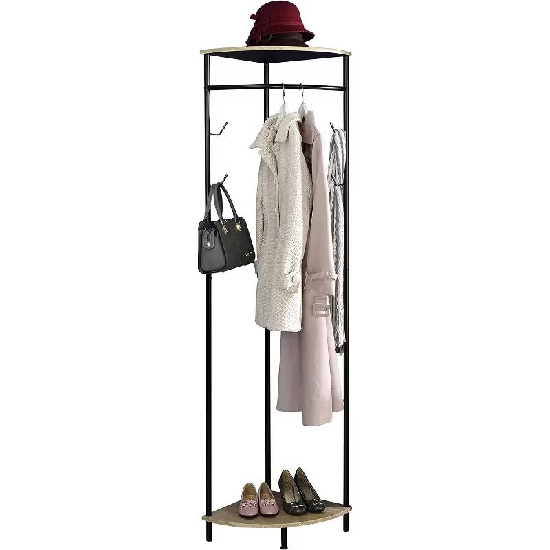 Kings Brand Furniture - Corner Entryway Freestanding Hall Tree Coat Rack With Shelf & Shoe Storage