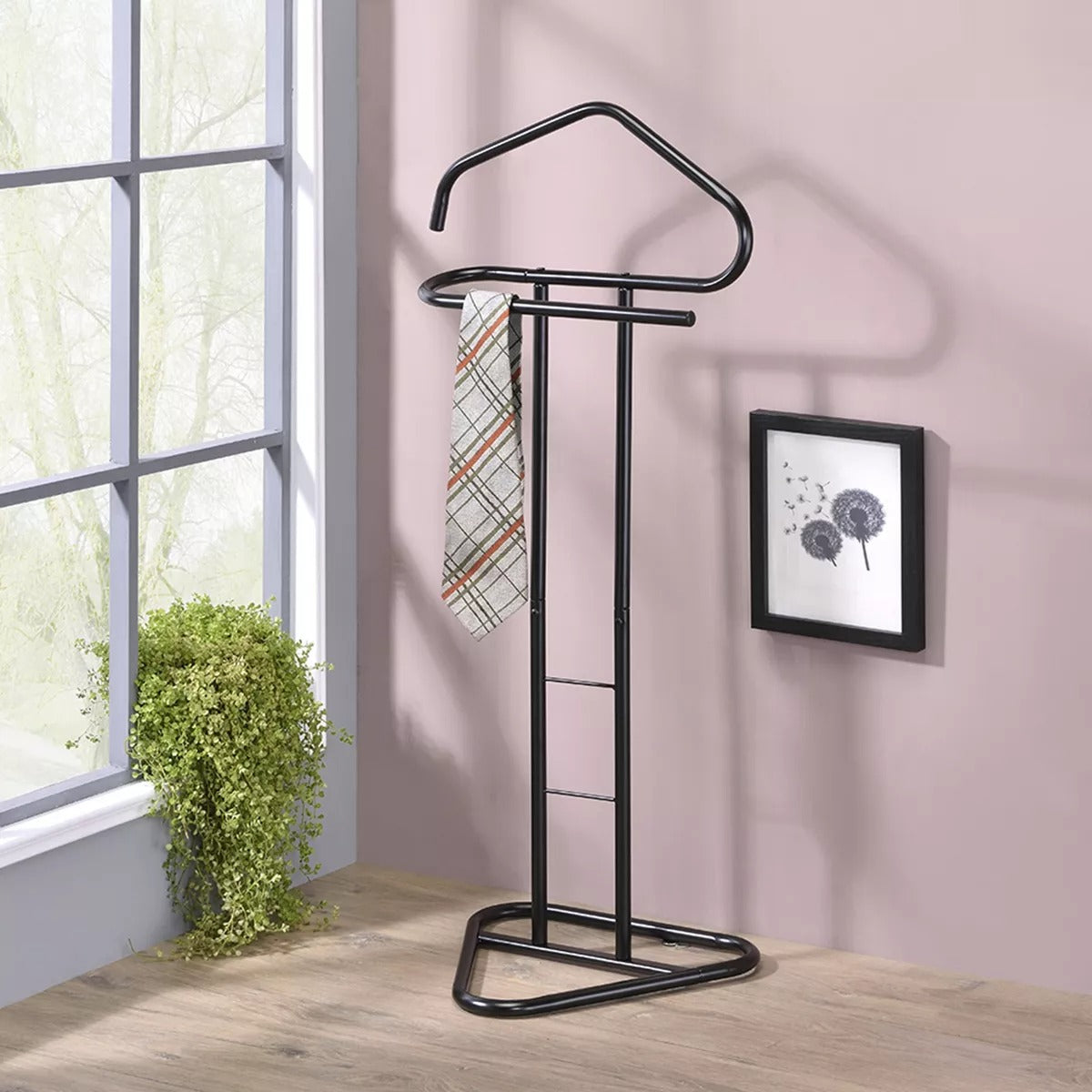 Kings Brand Furniture Kalblins Metal Suit Valet Stand, Clothes Rack, Clothing Organizer, Jacket Hanger, Black