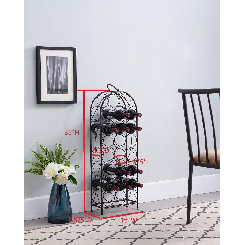 Kings Brand Furniture 23 Bottles Freestanding Floor Metal Wine Rack Stand,Pewter