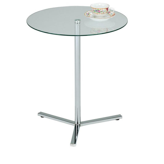 Kings Brand Furniture Cinerie Modern Metal and Clear Tempered Glass Accent Side End Table, Chrome