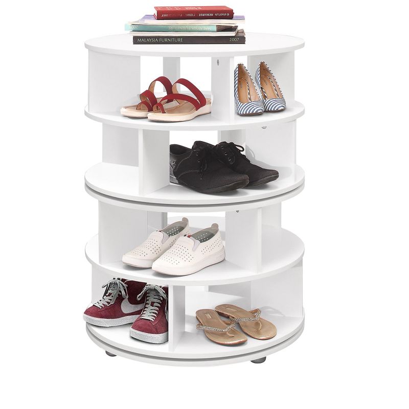 Kings Brand Furniture Colutea 4-Tier Rotating Lazy Susan Shoe Rack (White,4-Tier)