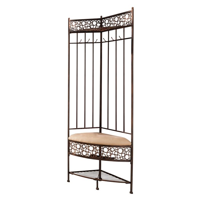 Kings Brand Furniture Salini Metal Corner Entryway Hallway Storage Bench with Coat Rack