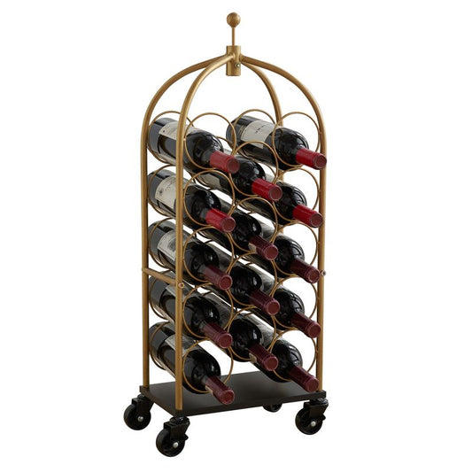 Kings Brand Furniture Erin Luggage Cart Wine Rack (Gold/Black)