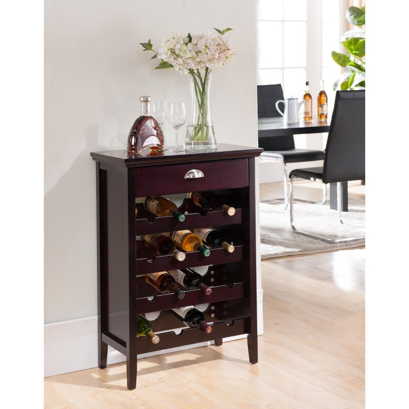 Kings Brand Furniture Florence Wood Buffet Wine Rack Cabinet with Drawer, Dark Cherry