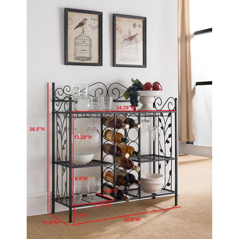 Kings Brand Furniture Metal Console Table Wine Rack, Liquor Bar Cabinet with Glass Holder