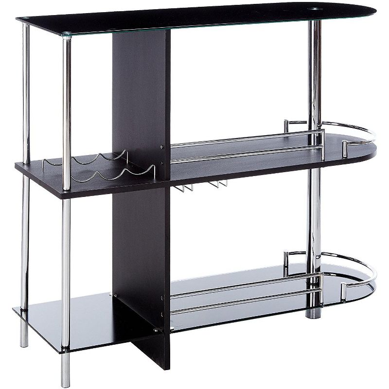 Kings Brand Furniture Bar Table with Wine Rack Black