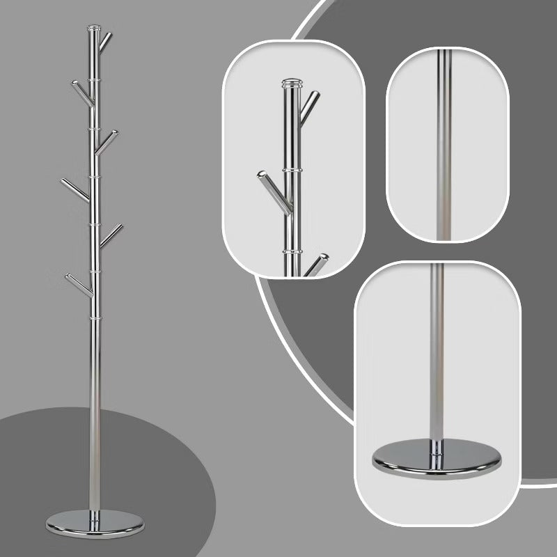 Kings Brand Furniture - Metal Freestanding Hall Tree Coat Rack Stand for Bedroom, Office, Hats Coats Scarves, Chrome