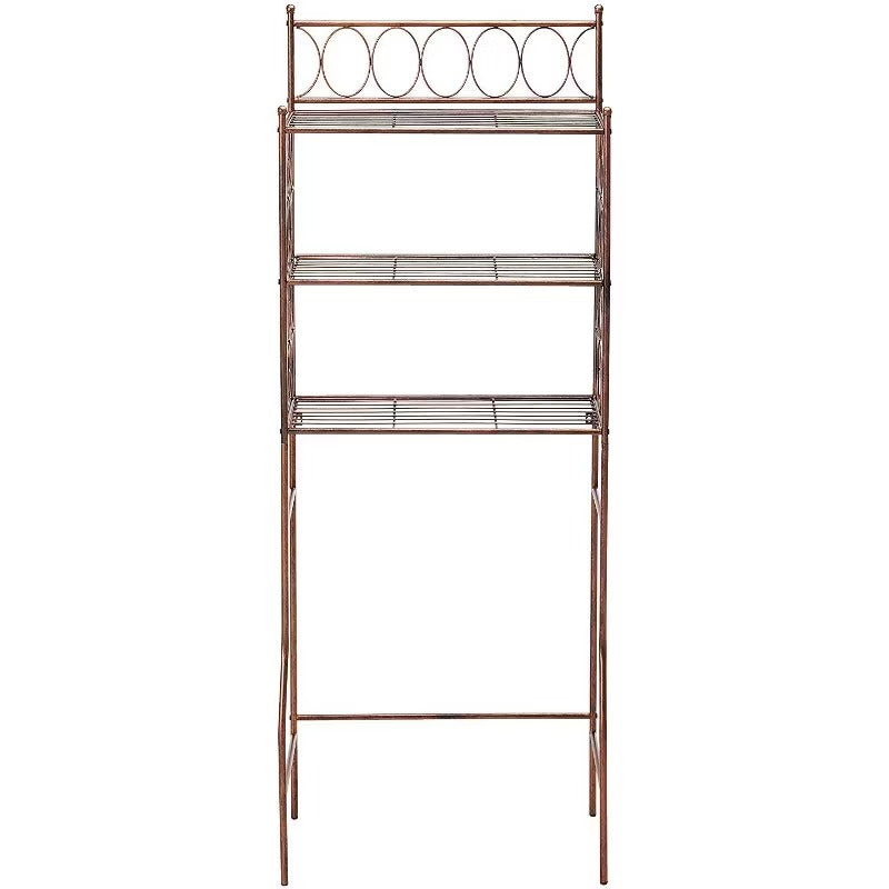 Kings Brand Furniture Brushed Copper Finish Metal Free Standing Over The Toilet Shelf Bathroom Organizer