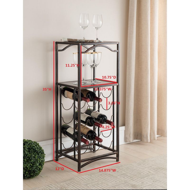 Kings Brand Furniture Biola 15 Bottle Wine Rack Storage Organizer, Brushed Copper