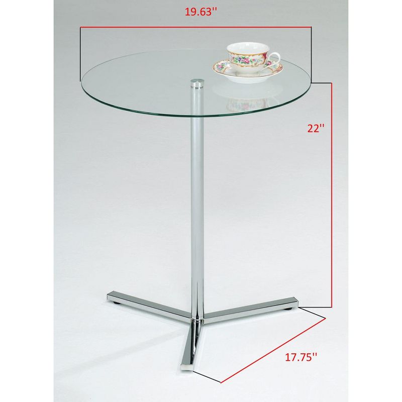 Kings Brand Furniture Cinerie Modern Metal and Clear Tempered Glass Accent Side End Table, Chrome