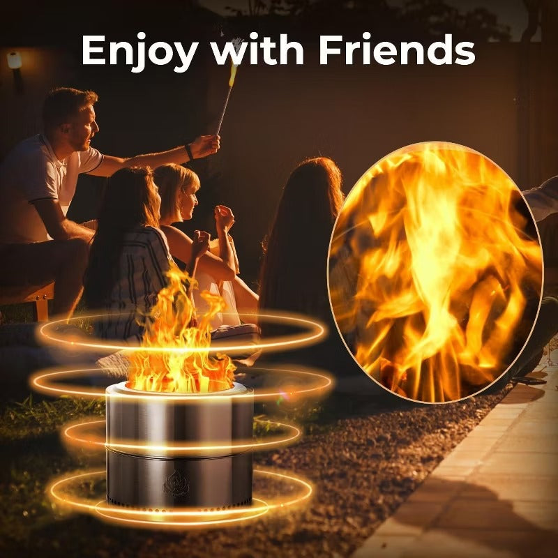 R.W. Flame 19-Inch Outdoor Fire Pit – Smokeless, Stainless Steel Portable Fire Pit for Camping, Patio, and Outdoor Use