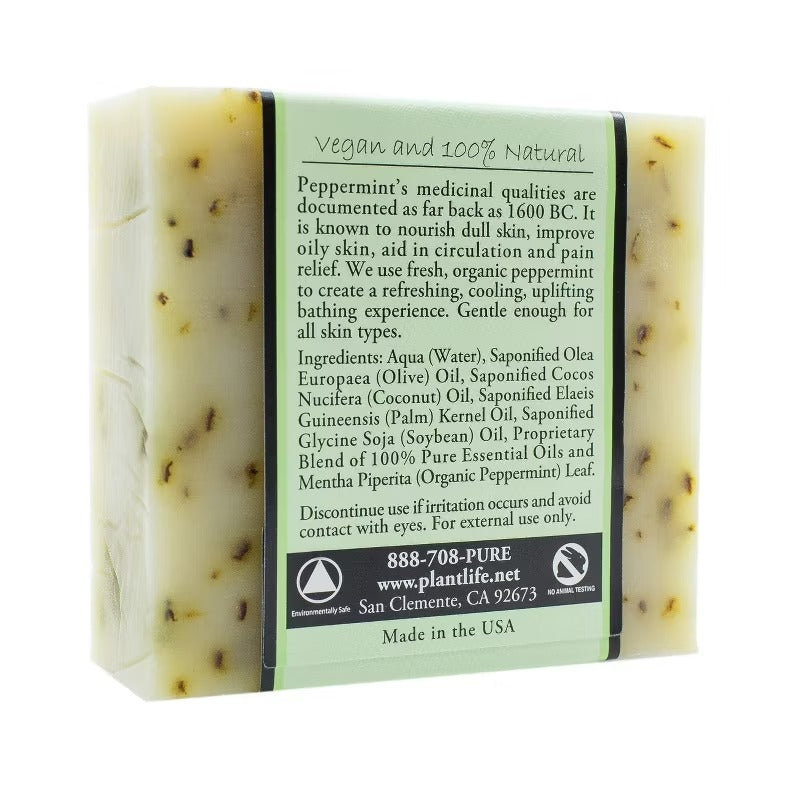 Plantlife Peppermint Bar Soap - Moisturizing and Soothing Soap for Your Skin