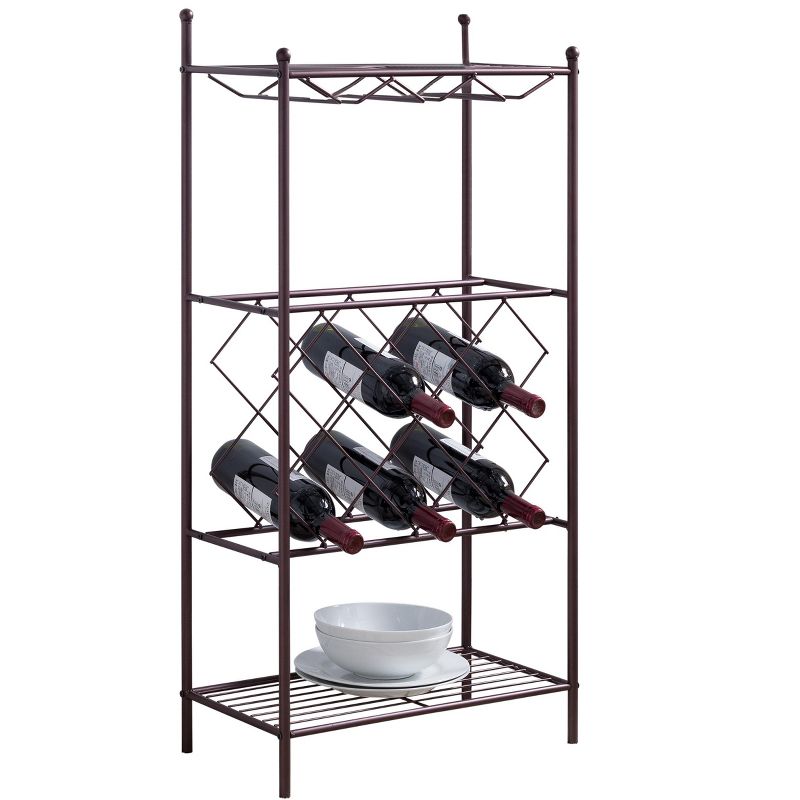 Kings Brand Furniture Freestanding Floor Metal Wine Rack Stand Bronze