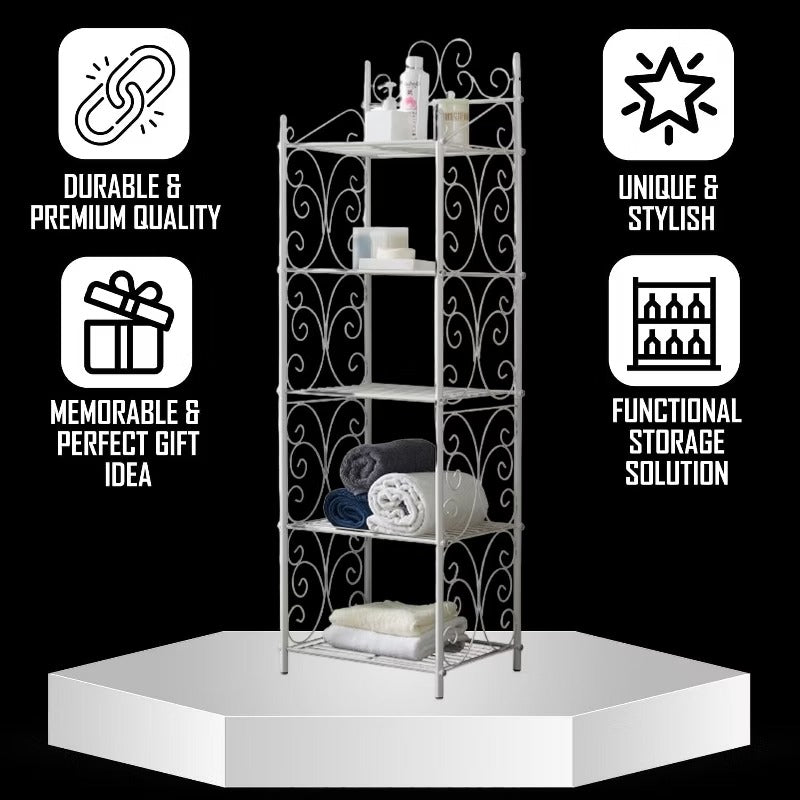 Kings Brand Furniture - 5 Tier Bathroom Storage Shelf, Freestanding Bookshelf Shelves for Bathroom, Living Room & Kitchen, Black