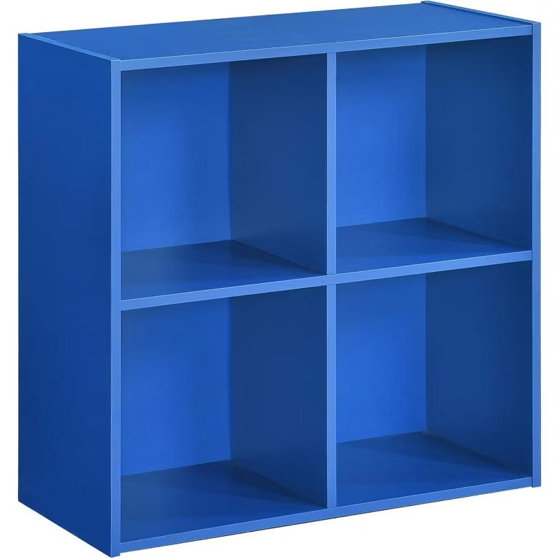 Kings Brand Furniture - 4-Cube Children's Bookcase, Kids Toy Storage Shelf Organizer for Playroom, Bedroom, Nursery School, Blue