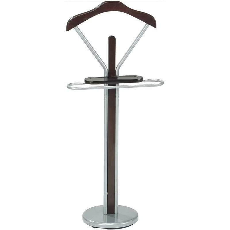 Kings Brand Furniture - Wood & Metal Suit Valet Rack Stand Organizer, Silver/Walnut