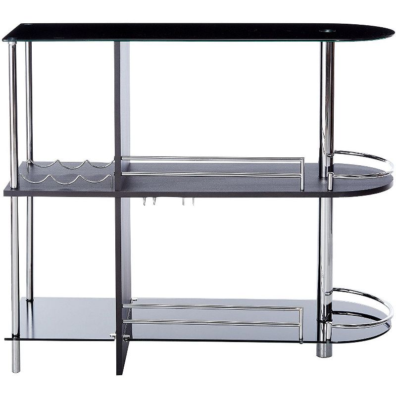 Kings Brand Furniture Bar Table with Wine Rack Black