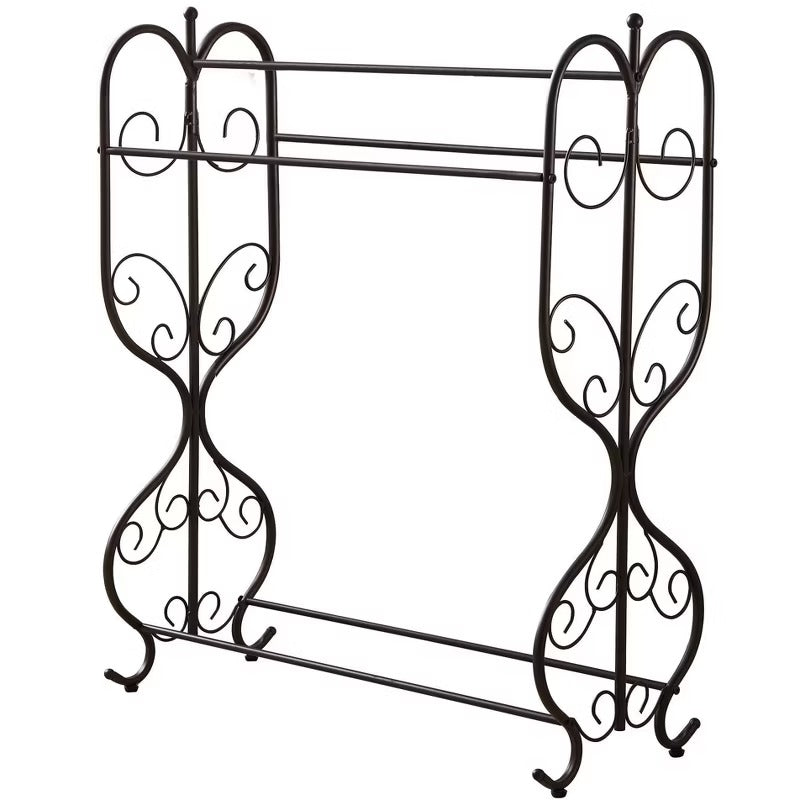 Kings Brand Furniture - Freestanding Pewter Metal Towel Rack Stand with 3 Bars for Bathroom