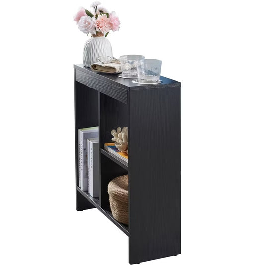 Kings Brand Furniture - Side End Table with Drink Holders, Storage Shelves Black