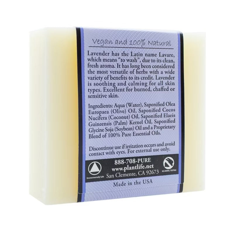 Plantlife Lavender Bar Soap - Moisturizing and Soothing Soap for Your Skin