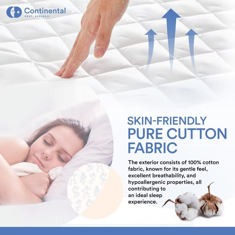 East Coast Bedding Waterproof 100% Cotton, Polyester Filled Fitted Mattress Pad Protector White