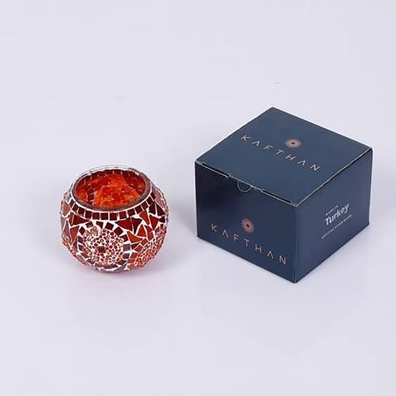 Kafthan 3.4 in. Handmade Red Mosaic Glass Votive Candle Holder