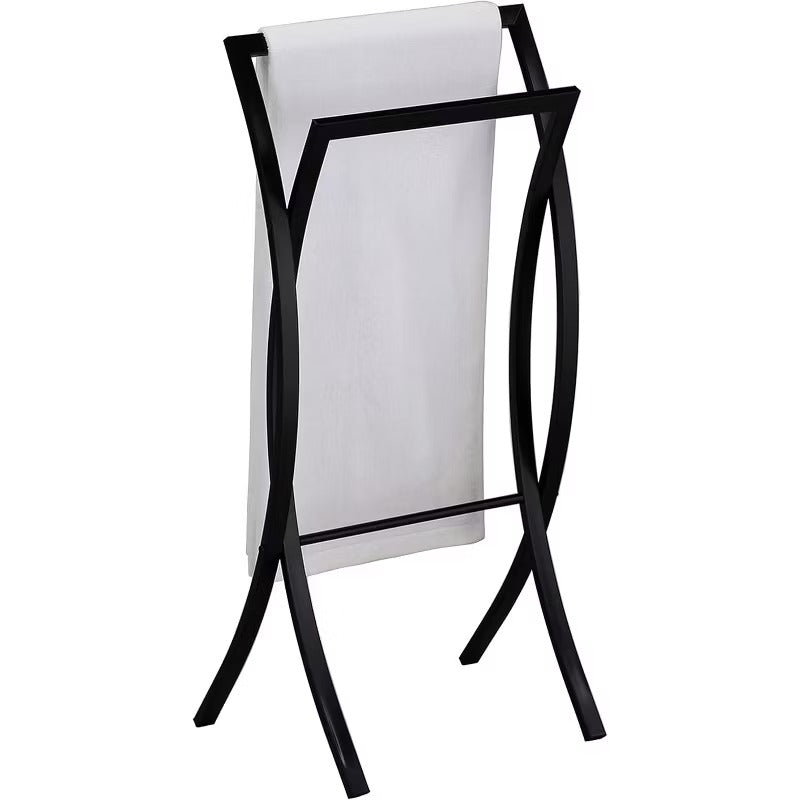 Kings Brand Furniture - 2-Tier Modern Stylish and Durable Metal Freestanding Bathroom Towel Rack Stand Holder, Black