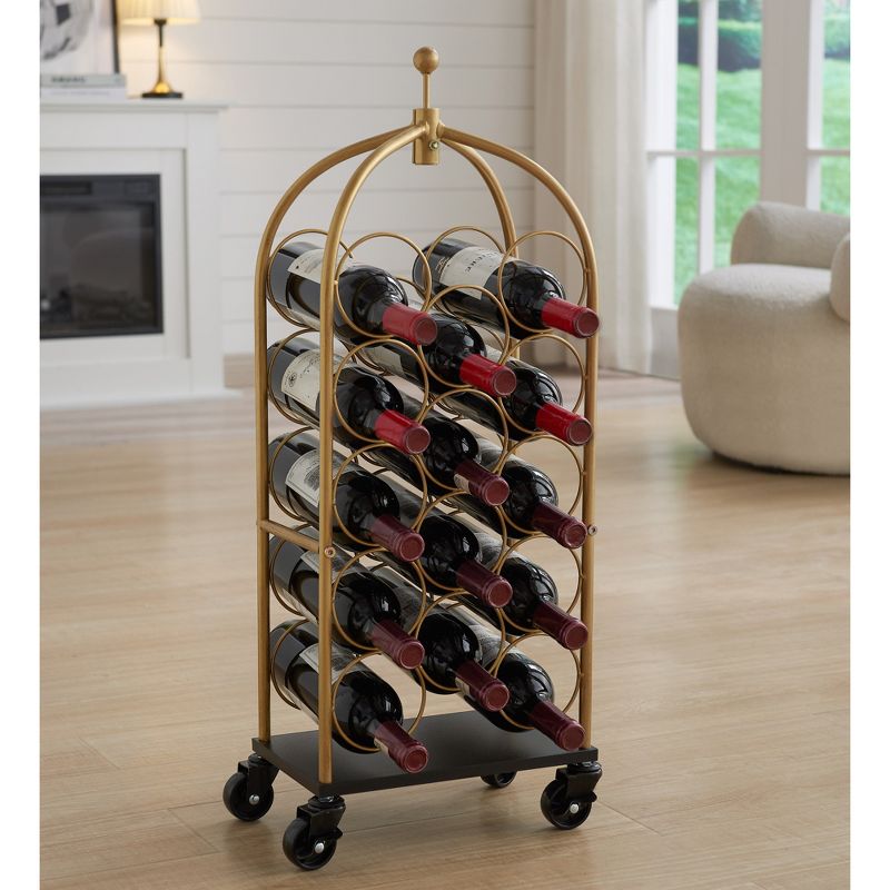 Kings Brand Furniture Erin Luggage Cart Wine Rack (Gold/Black)