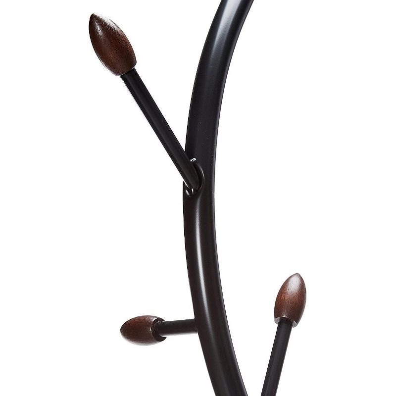 Kings Brand Furniture - Black Metal & Walnut Wood Hall Tree Coat & Hat Rack Stand