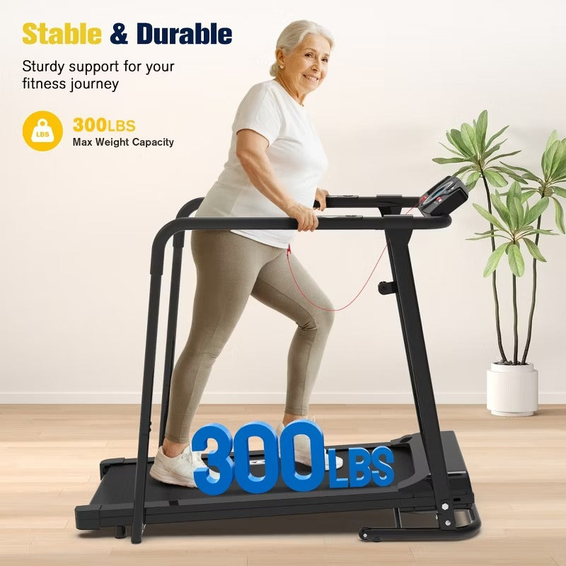 REDLIRO Walking Treadmill with Long Handrails 300lbs