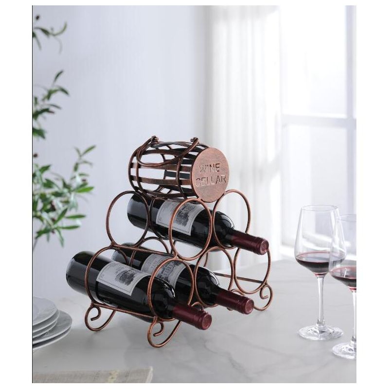 Kings Brand Furniture Countertop Tabletop Wine Rack Brushed Copper