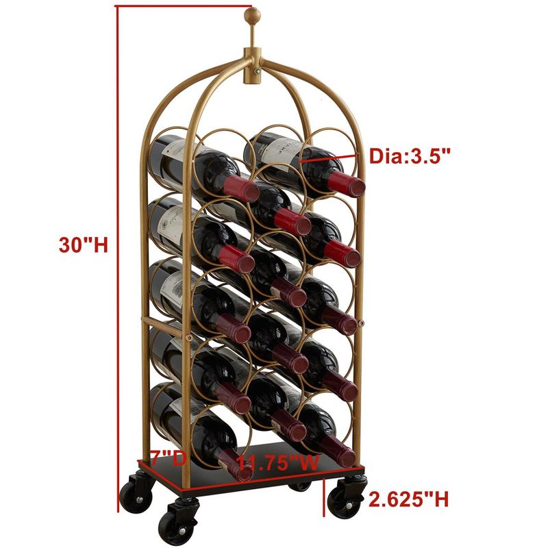 Kings Brand Furniture Erin Luggage Cart Wine Rack (Gold/Black)