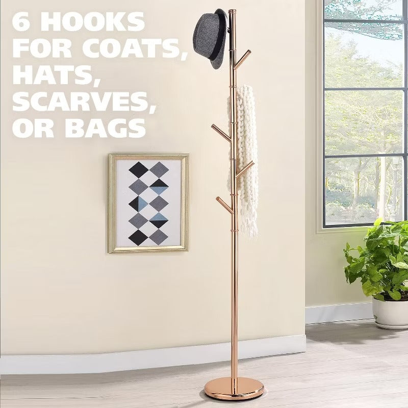 Kings Brand Furniture - Metal Freestanding Hall Tree Coat Rack Stand for Bedroom, Handbags - Gold