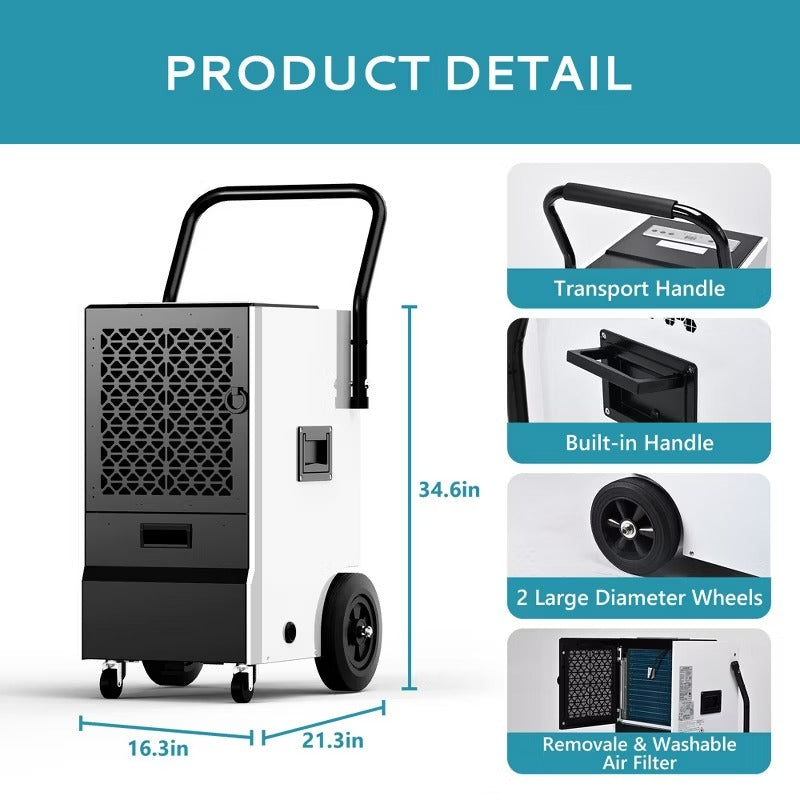 Simzlife Commercial Dehumidifier - 160 Pints/Day for Large Spaces