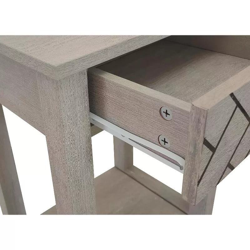 Kings Brand Furniture - Leffler Accent Side End Table with Drawer and Storage Shelf