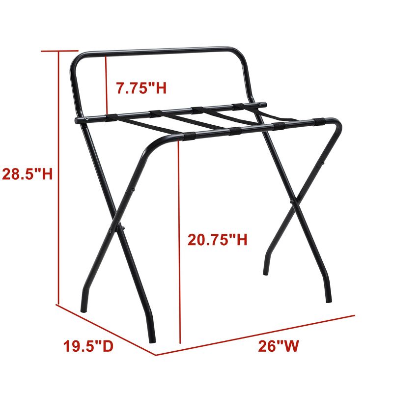 Kings Brand Furniture Ludlow Folding Luggage Rack High Back, Black