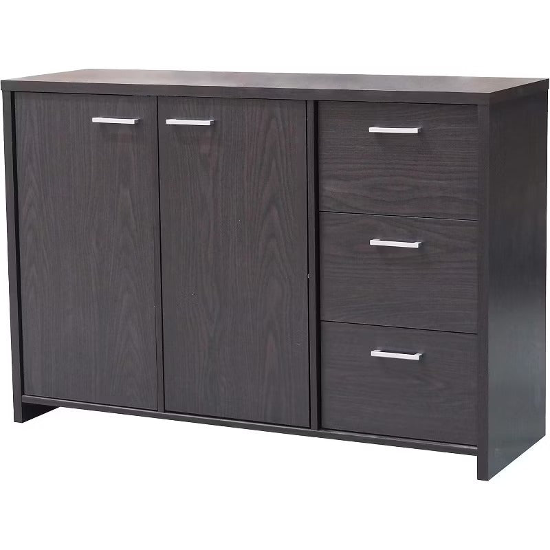 Kings Brand Furniture - Sideboard Buffet Storage Cabinet for Kitchen Dining Room Entryway, Oak Chocolate