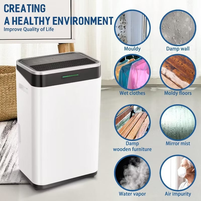 R.W.FLAME Dehumidifier 45 Pints/Day, Low Noise, Intelligent Humidity Control, for Home