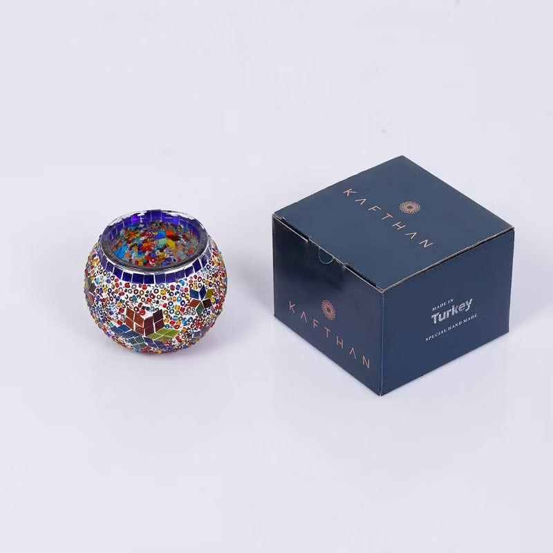 Kafthan 2.4 in. Handmade Multicolor Mosaic Glass Votive Candle Holder