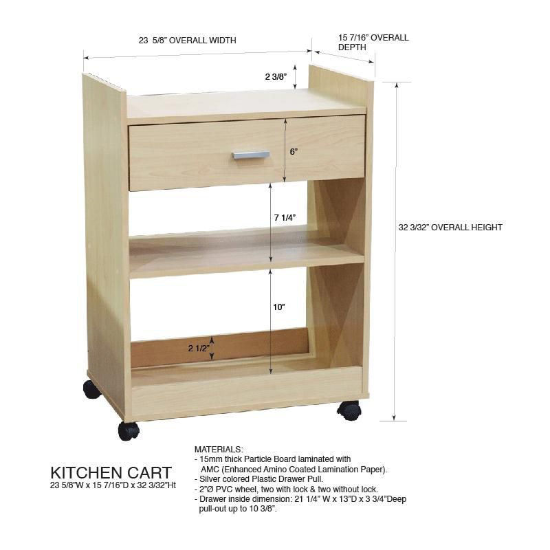 Kings Brand Furniture Dellow Microwave Wood Kitchen Cart with Storage and Drawer